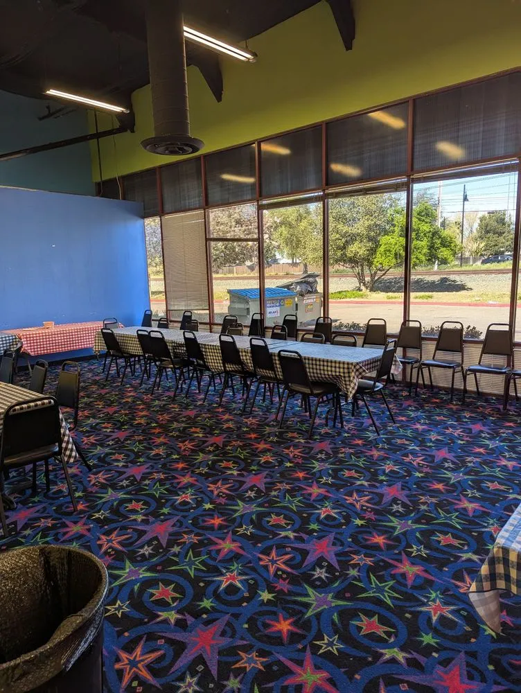 Private party room for youth group pizza and fellowship.